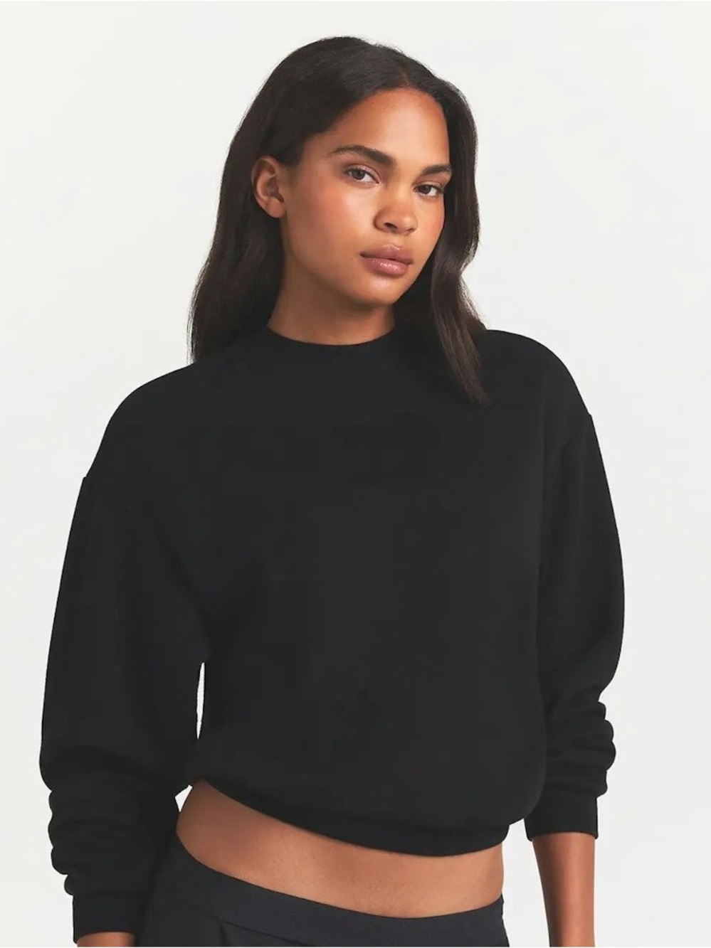 SKIMS cotton fleece  classic crew sweatshirt color onyx size s